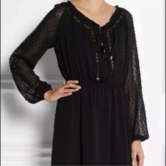 Altuzarra x Target sz XL Dress  Midi Black Sequin Boho Sheer Boho Peasant - Picture 8 of 11